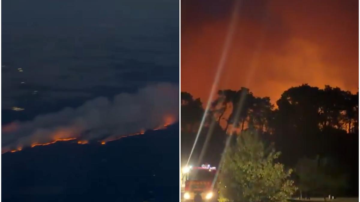 incendiu violent de o amploare exceptionala in padurea fontainebleau langa paris doua bombardiere cu apa intervin in zona