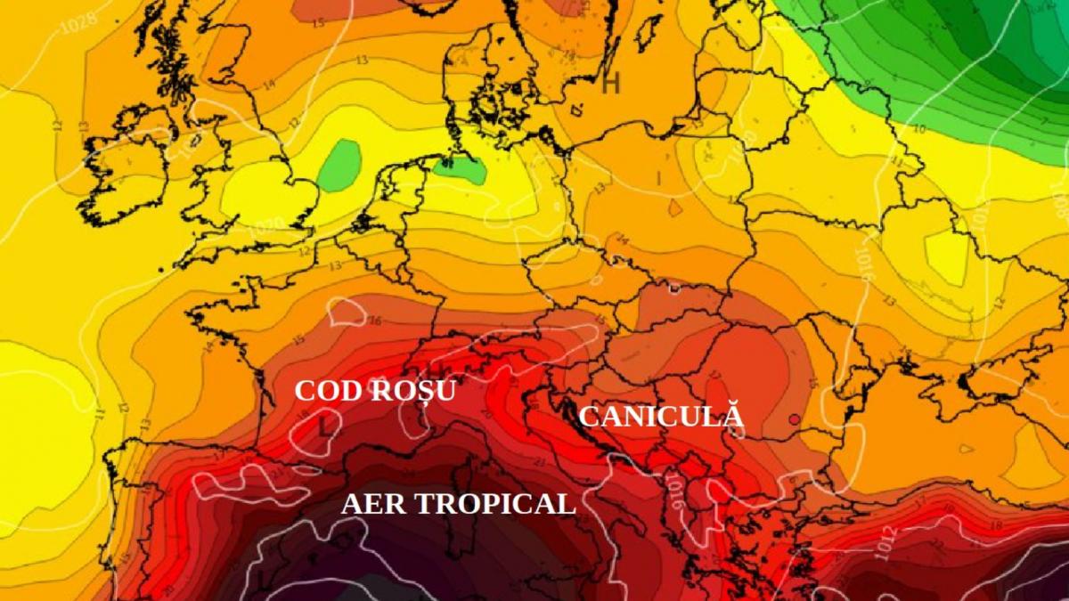 cod rosu canicula franta italia aer tropical anticiclon african 15 iulie 2026