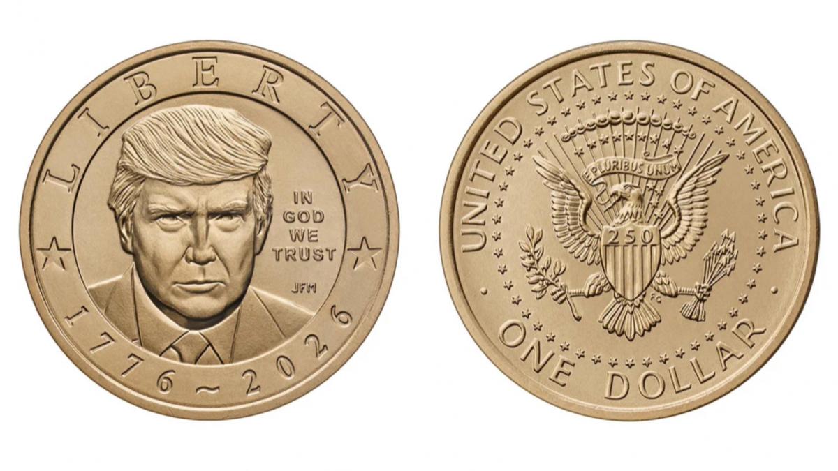 sua incepe sa bata o moneda noua de un dolar de aur cu fata lui donald trump secretarul trezoreriei a facut anuntul