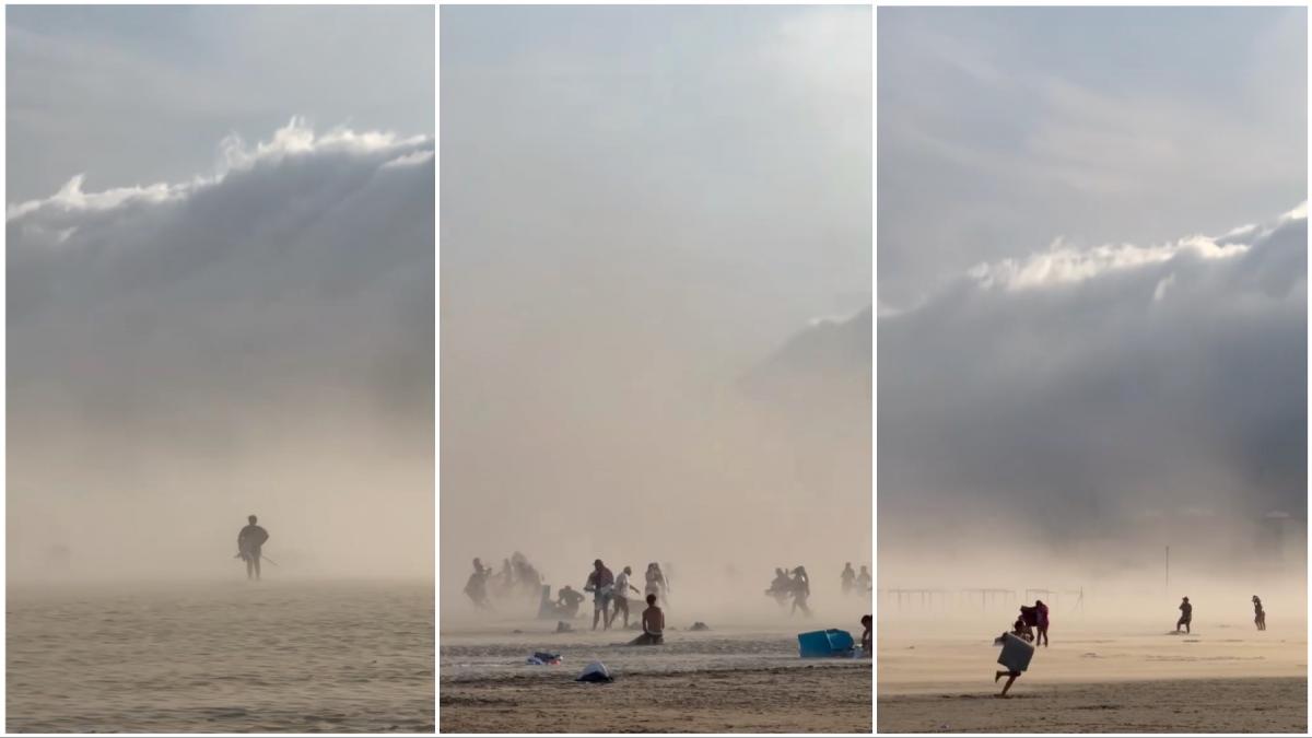 un nor tsunami a lovit o plaja din franta cu rafale de 100 km pe ora ce e fenomenul rar care a scazut brusc temperatura cu 12 grade