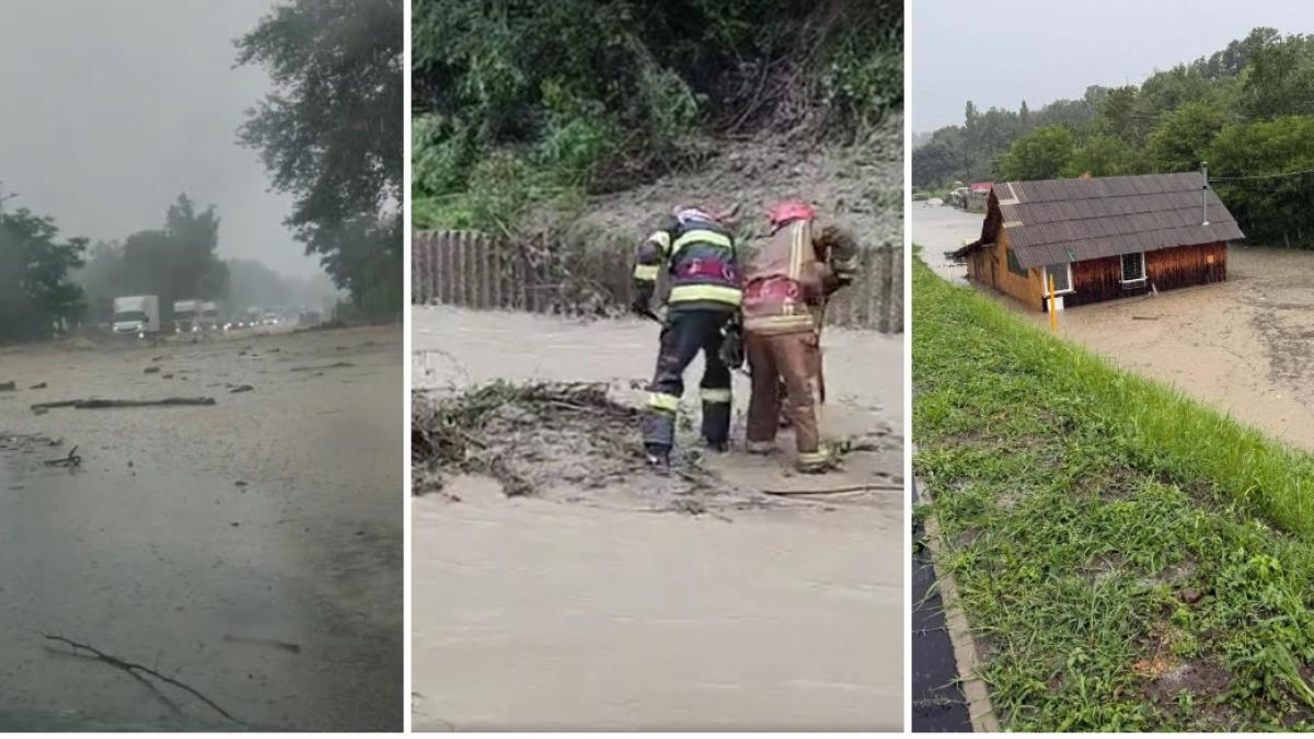 circulatia pe dn1 la nistoresti a fost inchisa din cauza viiturilor furtunile au facut prapad in breaza si comarnic