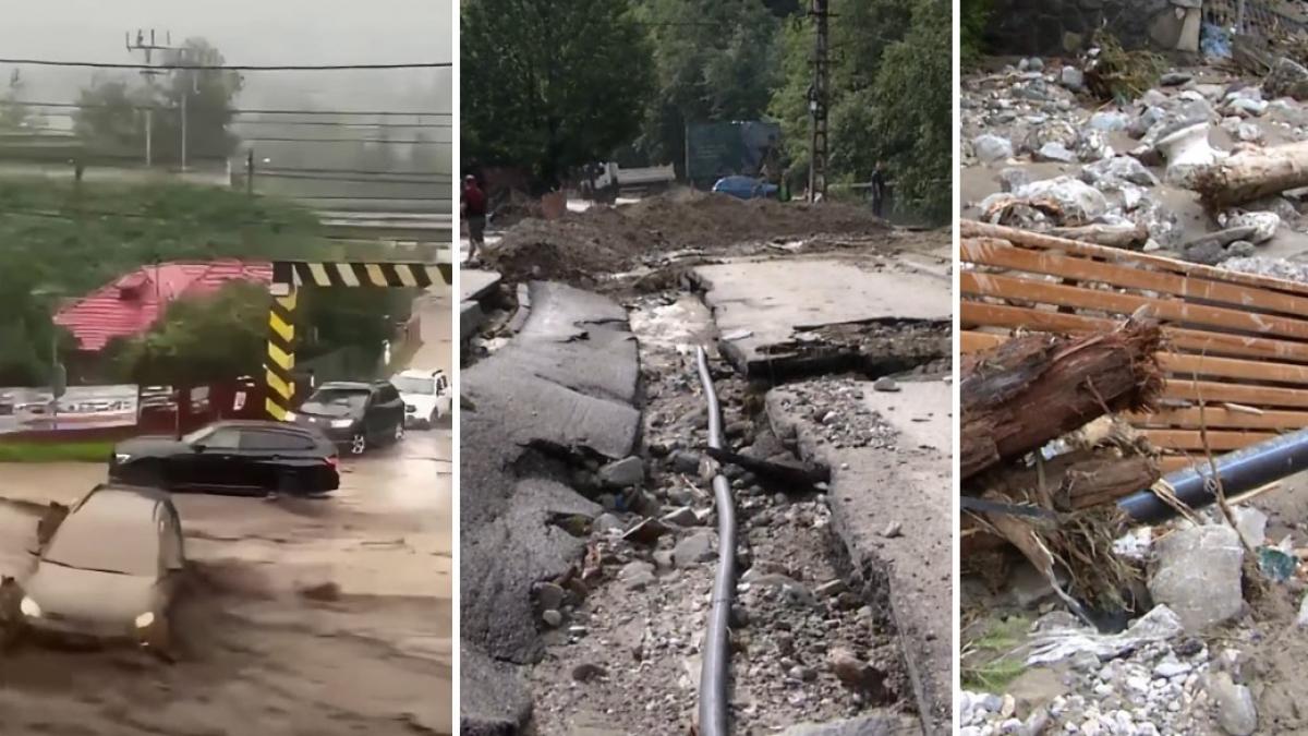 imagini dramatice cu dezastrul lasat in urma de viituri la busteni stau de 55 de ani aici dar asa ceva nu am vazut in viata mea