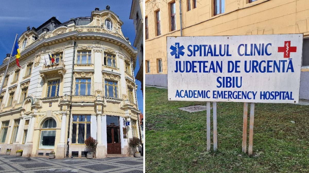 colaj 2 poze cu Primaria orasului Sibiu si Sipitalul Judetean de Urgenta