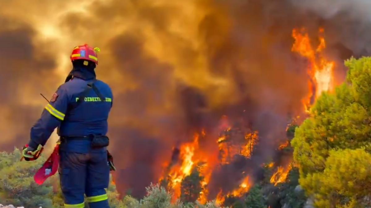 incendiu devastator langa atena flacarile au distrus zeci de case oamenii au primit ordin de evacuare