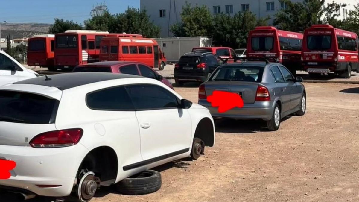 pompierii greci s au trezit cu masinile vandalizate dupa misiunile la incendii hotii au furat chiar si rotile autovehiculelor