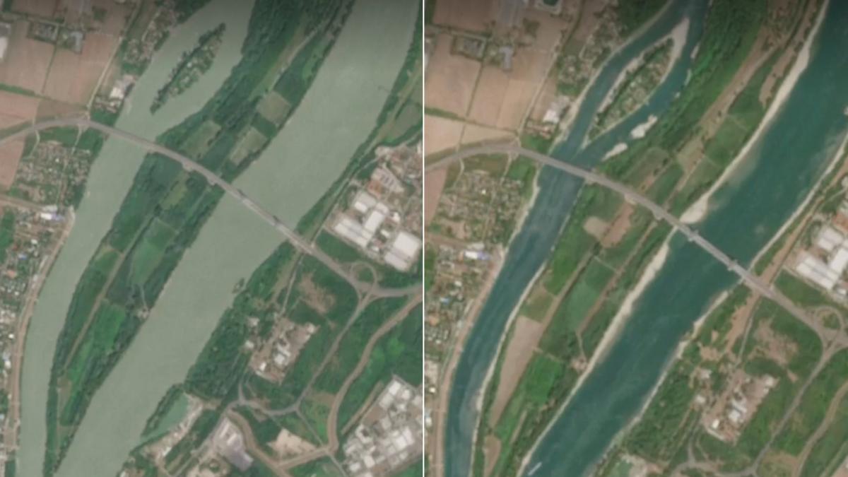 imagini din satelit cu dunarea secata fluviul atinge joi un nou minim istoric la intrarea in romania ce arata prognoza pe august