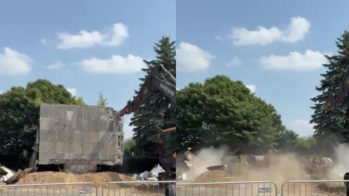 Monument sovietic demolat în Polonia