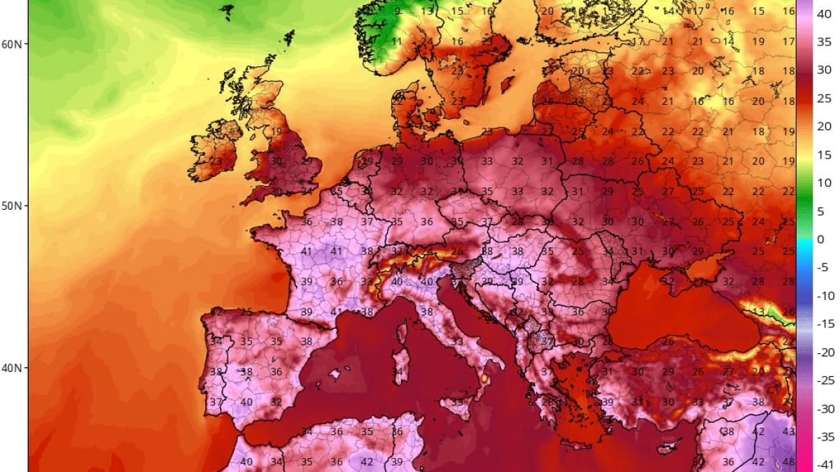 al cincilea val de canicula va sufoca europa saptamana viitoare harta domului de caldura care va aduce pana la 42 de grade celsius