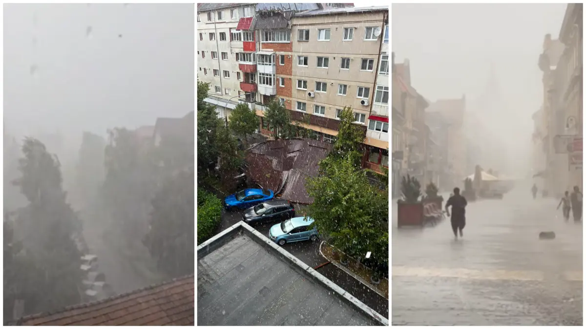 vremea rea a facut prapad in mai multe orase acoperisuri rupte de vant copaci smulsi din radacina si strazi inundate