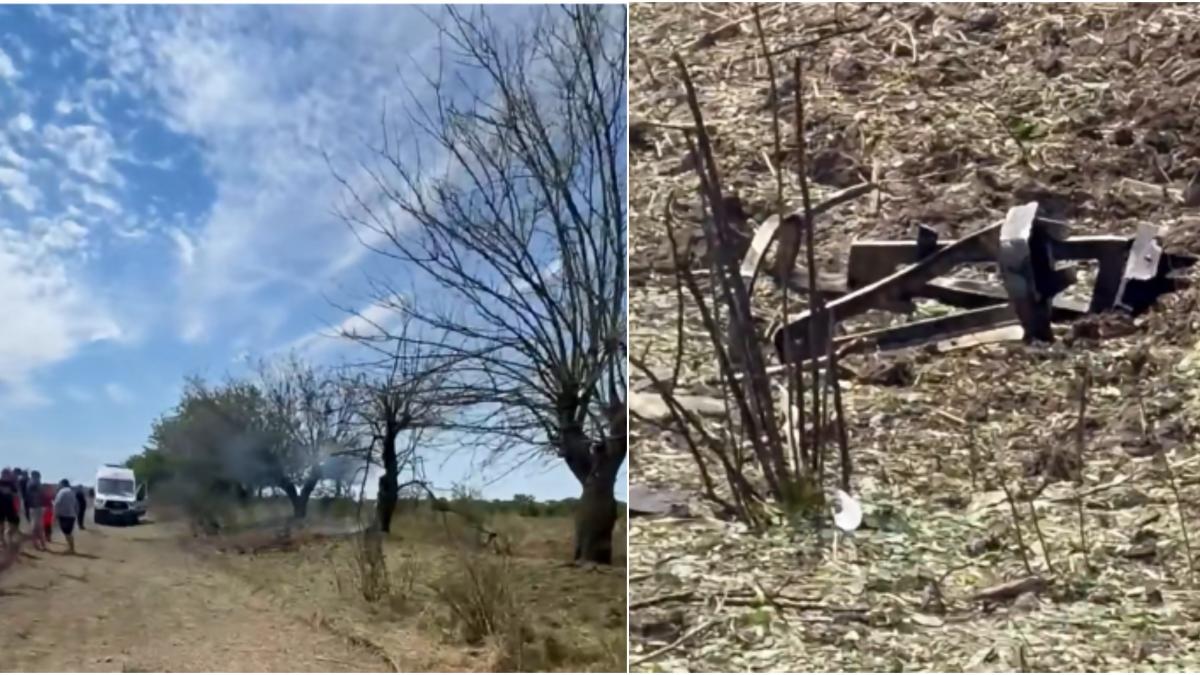o drona de lupta s a prabusit in localitatea crocmaz din republica moldova pompierii si genistii la fata locului dupa explozie