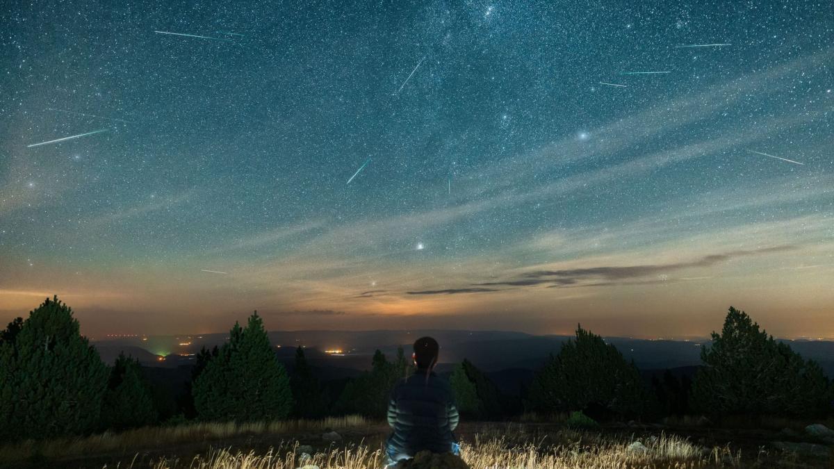 o femeie se uita la ploaia de meteori