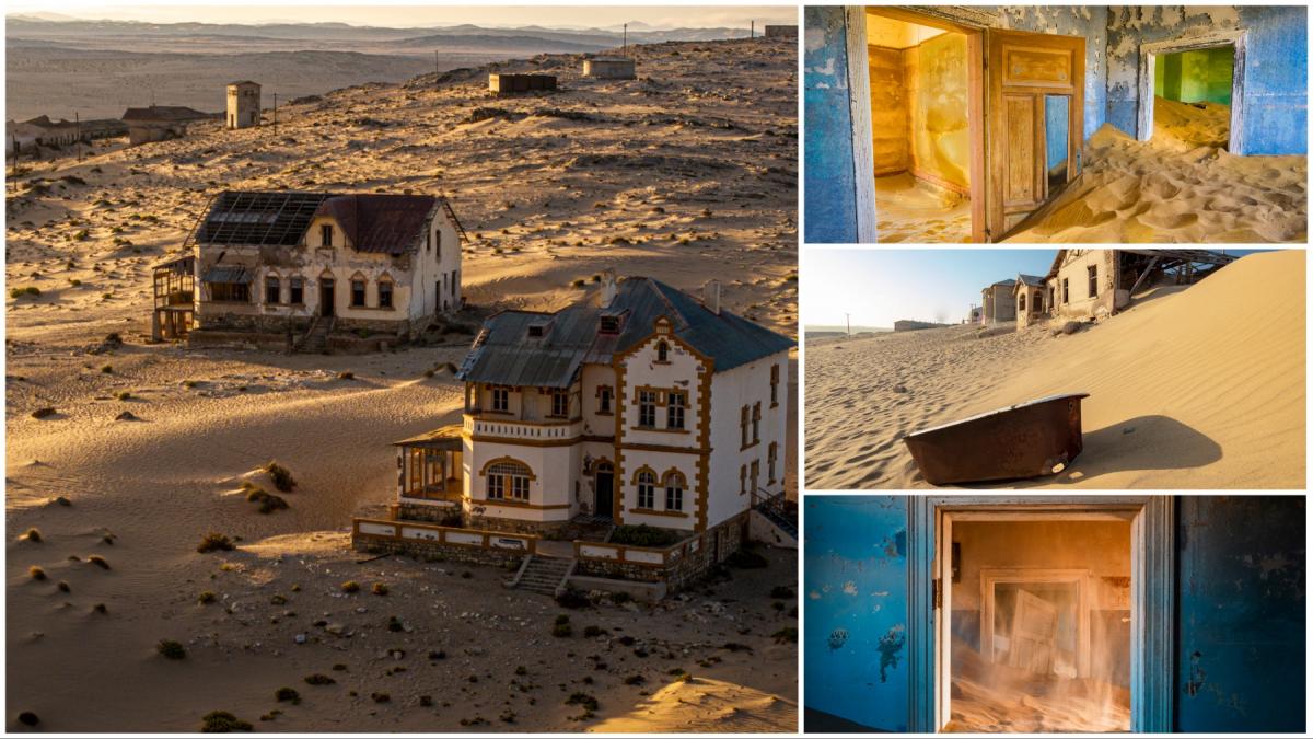 in 1908 diamantele au adus brusc bogatie si lux in desertul namibiei dar pana in 1956 kolmanskop devenise deja un oras fantoma