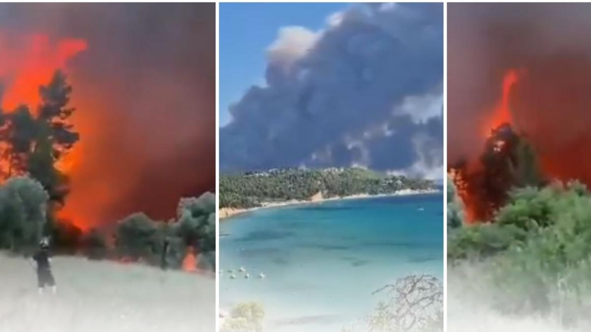 turistii din halkidiki sunt evacuati un incendiu urias a izbucnit joi