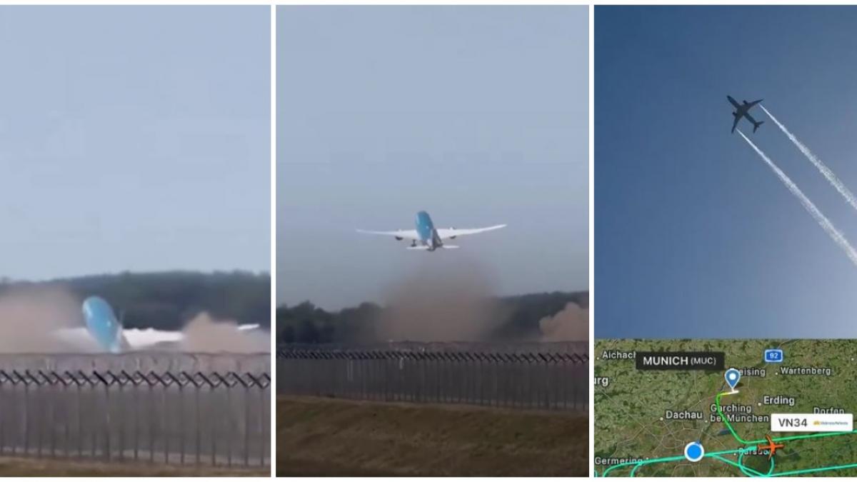 momente de cosmar pe aeroportul din munchen pilotii unui boeing 787 au depasit pista iar coada avionului a fost avariata la decolare