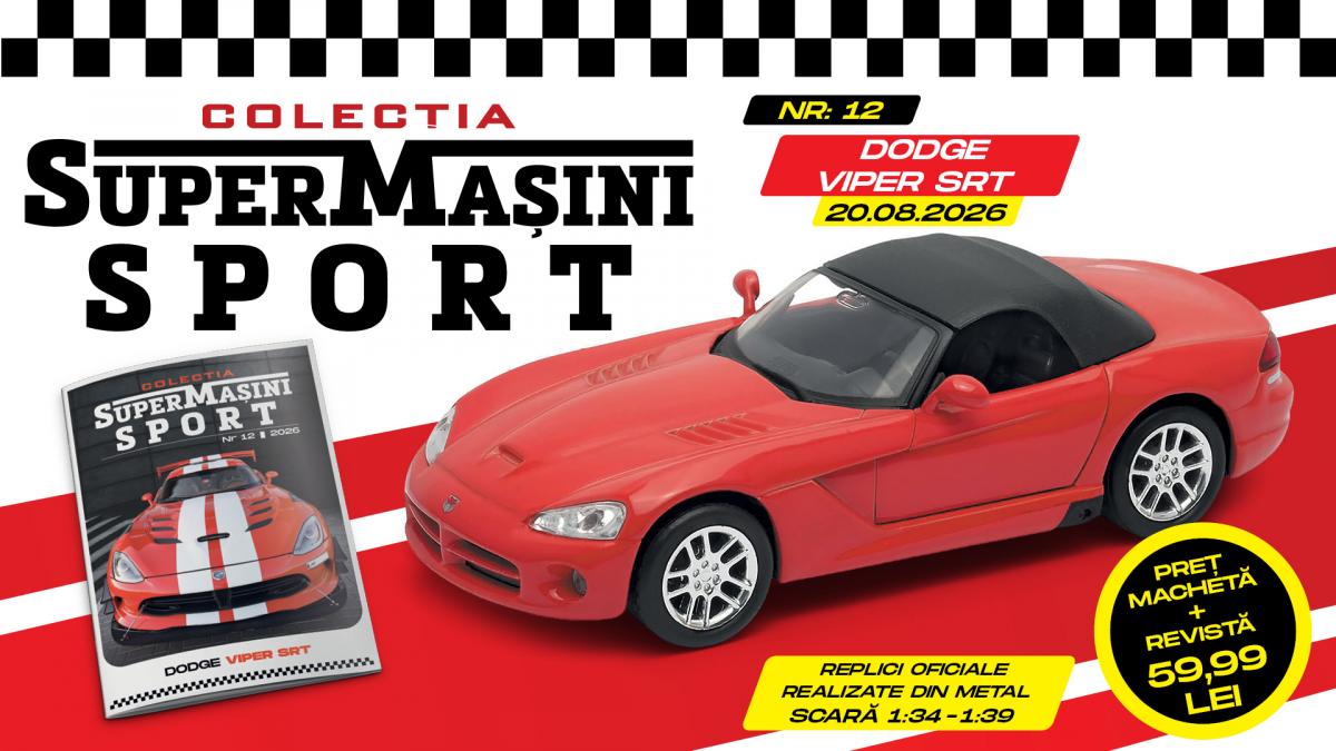 afis revista numărul 12 colecția supermașini sport la chioșcuri august 2026