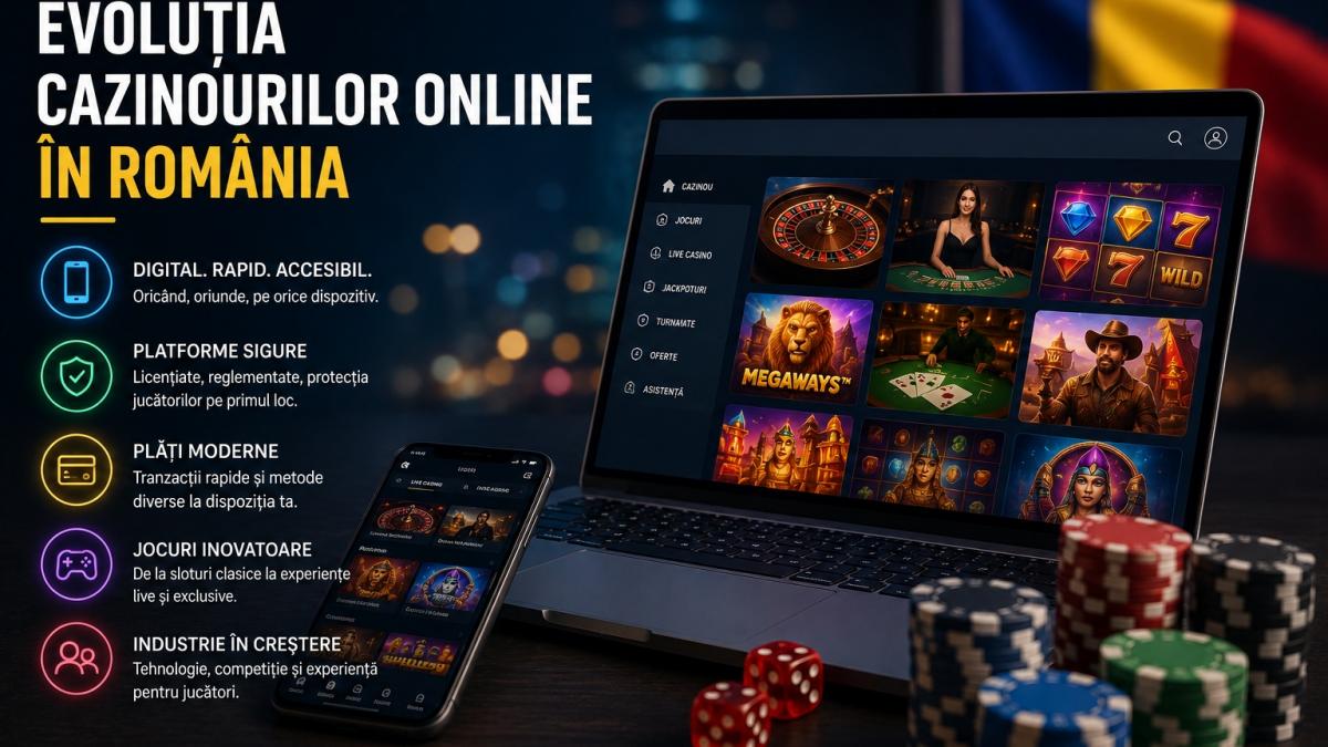 evolution cazinourilor online din România afiș