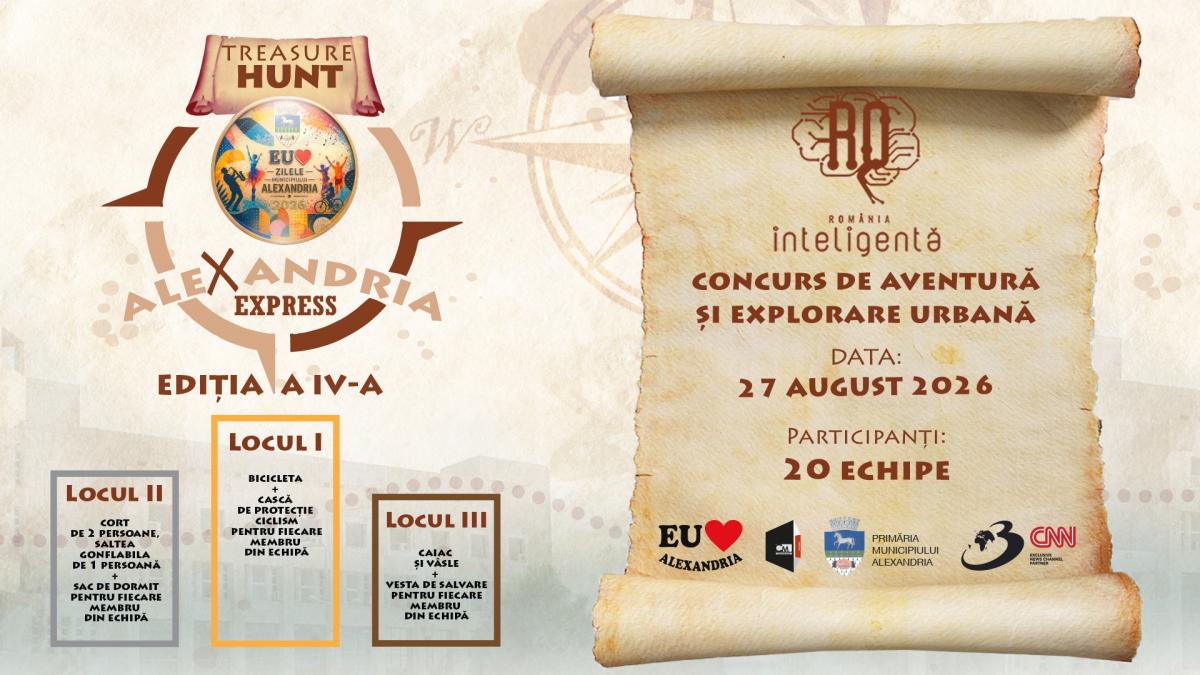afis treasure hunt organizat de primăria Alexandria 2026 27 august