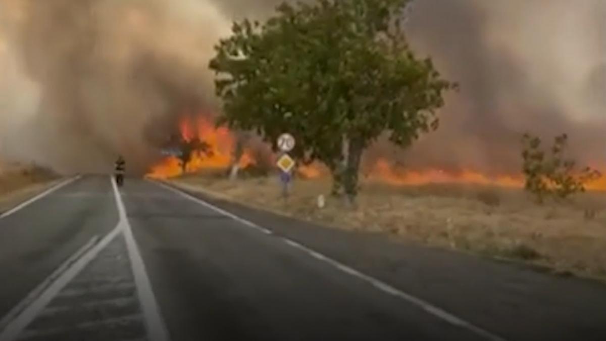 trafic oprit pe dn 67 in zona localitatii bengesti din cauza unui incendiu de vegetatie drumul leaga horezu si targu jiu