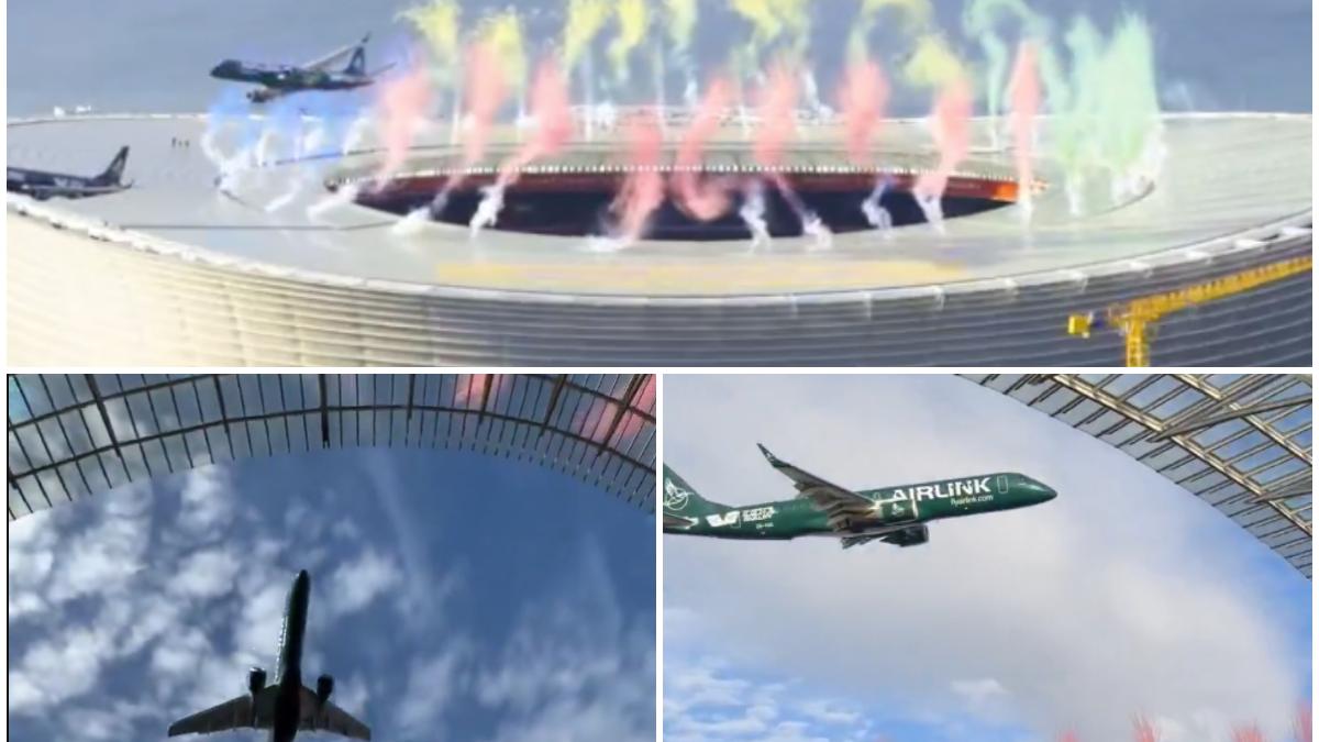 imagini senzationale cu doua avioane airlink care trec razant peste stadionul din cape town inainte de meciul springboks