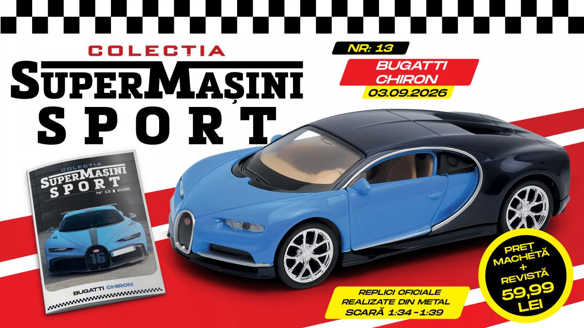afis revista supermașini sport septembrie 2026 Bugatti chiron