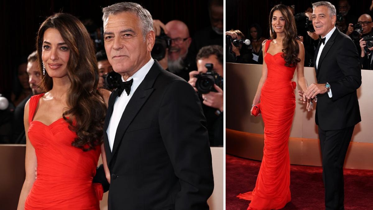 colaj 2 poze in care apar Amal Clooney şi soţul ei, actorul George Clooney