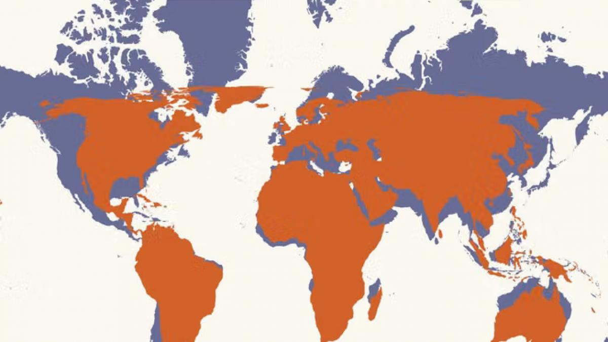 adunarea generala a onu a votat sa modifice harta lumii continentele vor fi reprezentate la dimensiunea reala sua s au opus