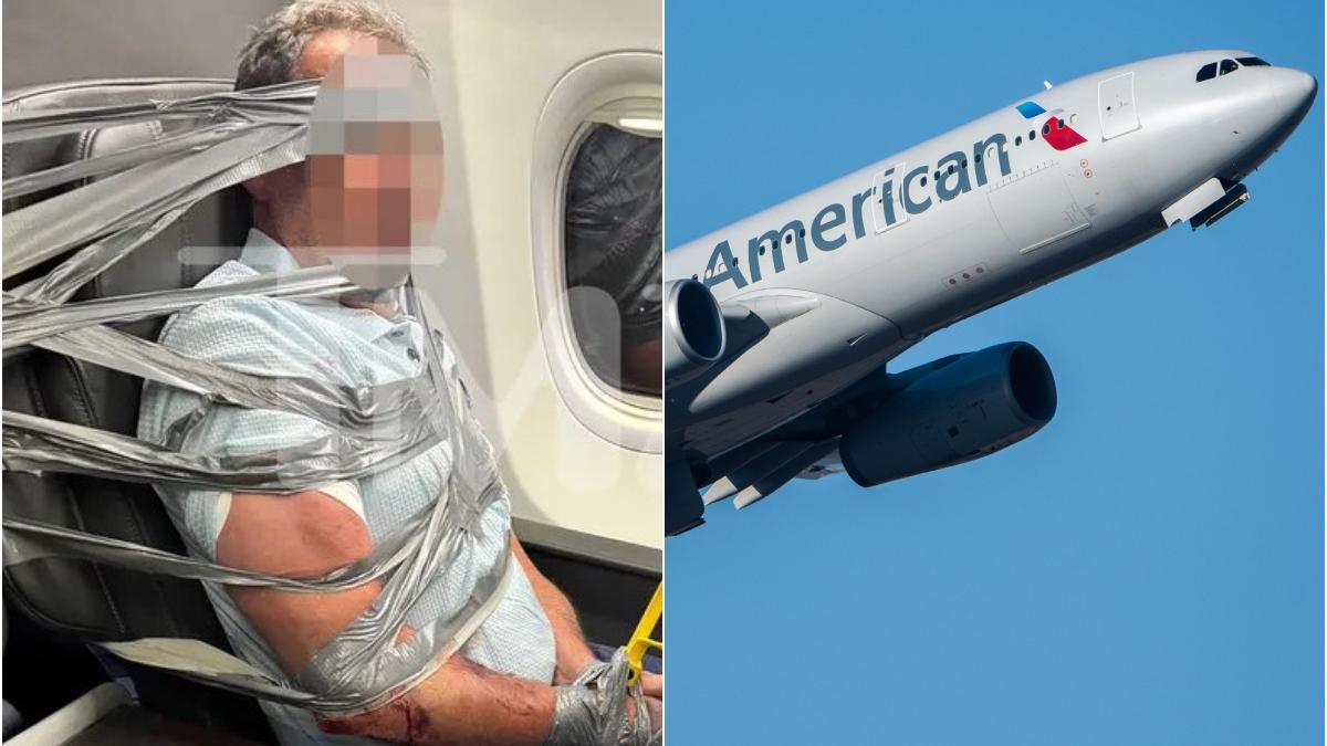 un barbat care a inceput sa injure si sa se agite intr un avion a fost lipit de scaun cu banda adeziva zborul a fost deviat