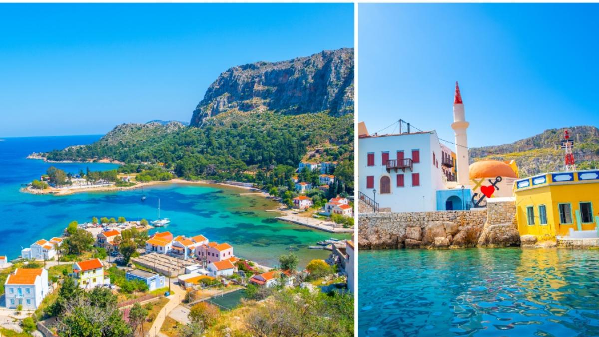 colaj doua poze in care apare insula Kastellorizo