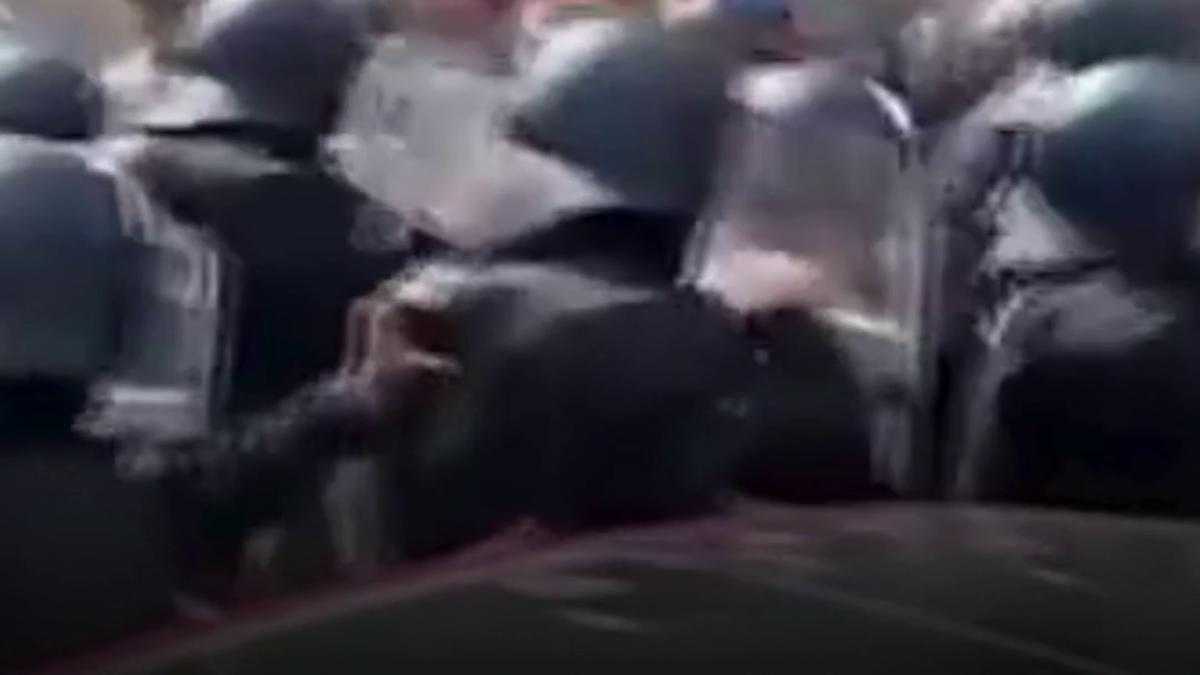 bataie generala la protestul din piata victoriei oierii au vrut sa intre in guvern au aruncat cu garduri un jandarm a fost ranit