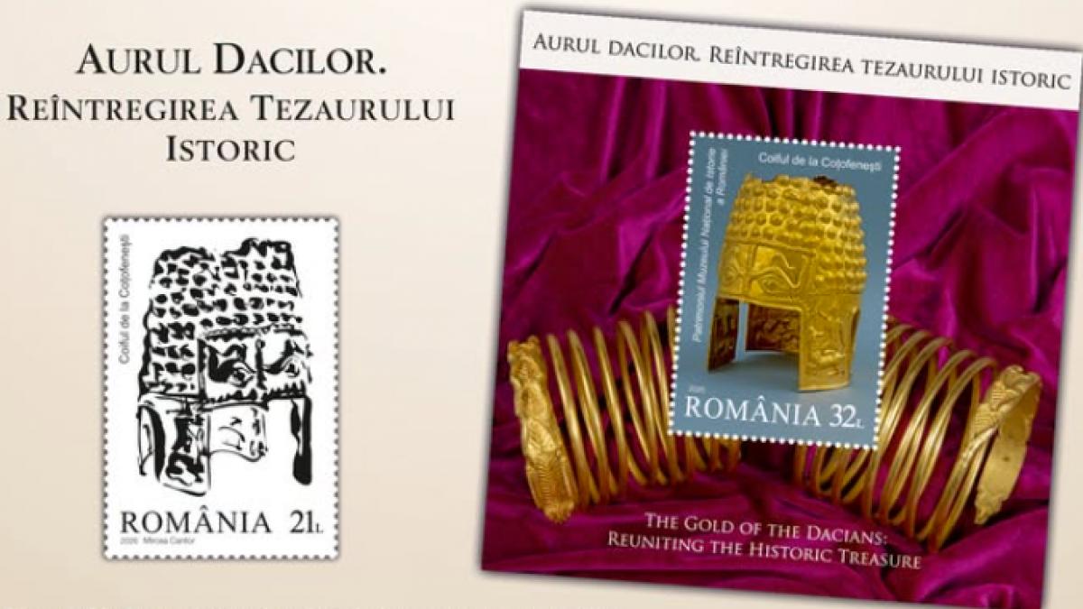 aurul dacilor reintregirea tezaurului istoric coiful de la cotofenesti si bratarile dacice ajung pe timbre