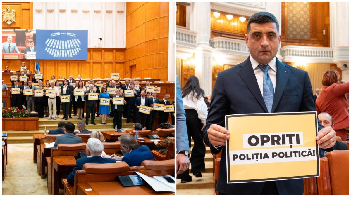 george simion si protest aur in parlament pentru calin georgescu