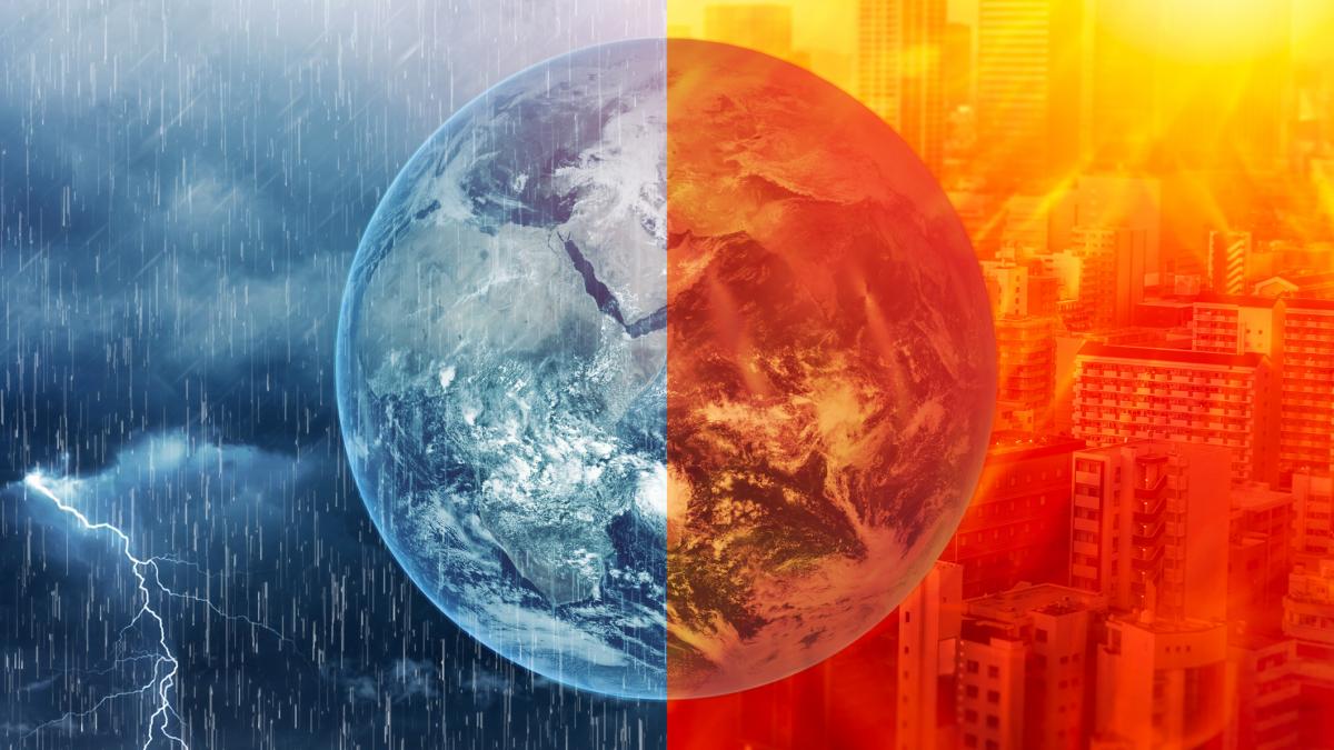 poza stilizata despre schimbari climatice, fenomenul El Nino, apare planeta noastra - GettyImages-2153190576
