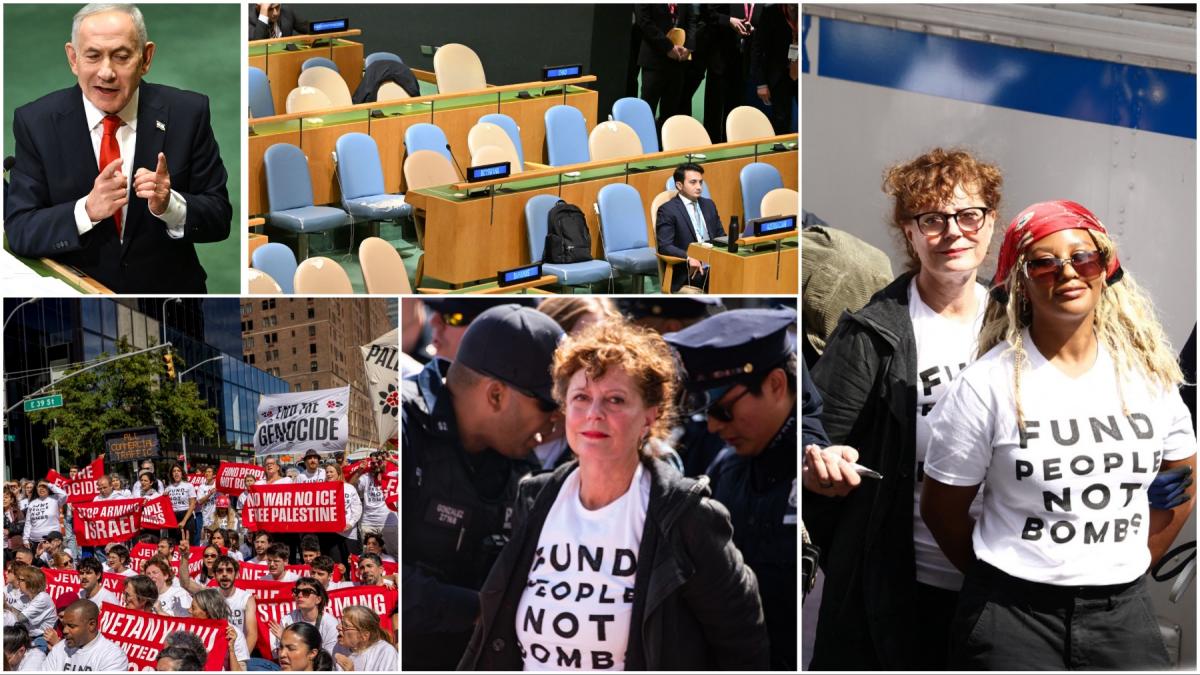 susan sarandon arestari protest anti netanyahu new york adunarea generala onu 24 septembrie 2026