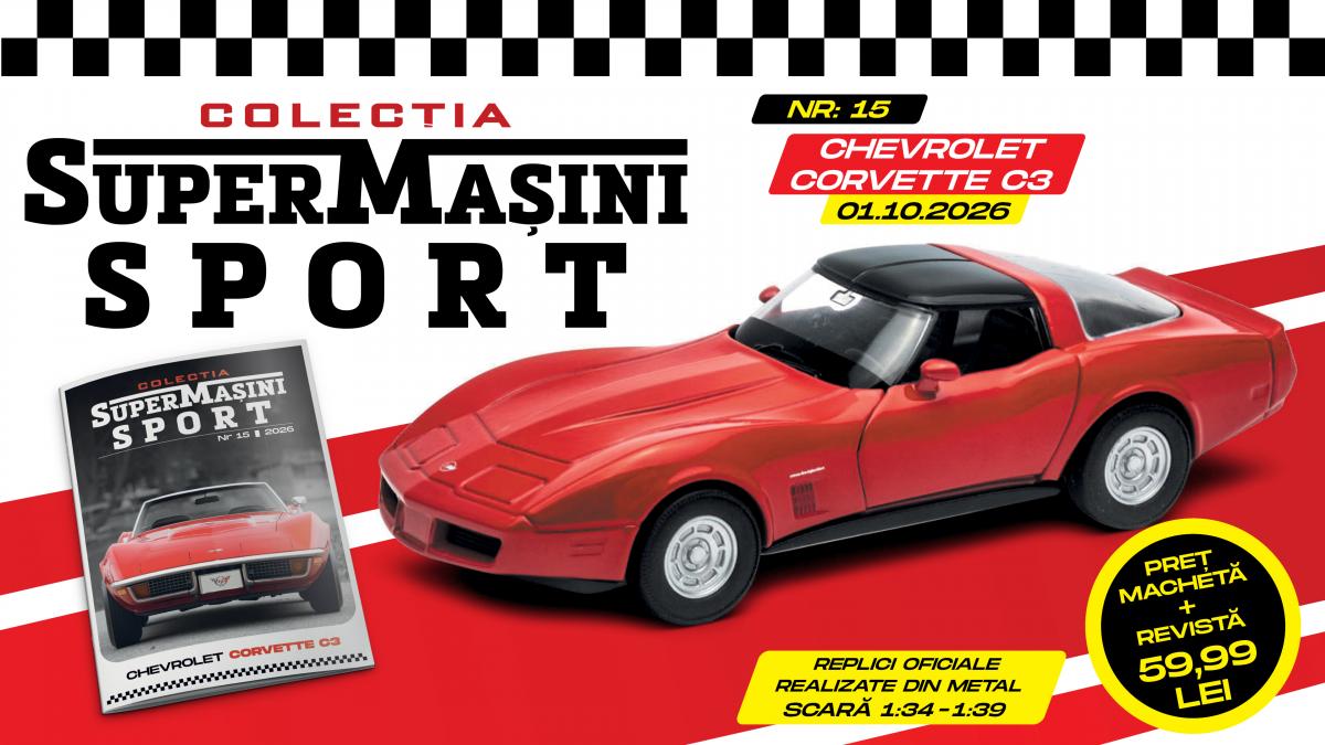afiș numarul 15 din colectia SuperMasini Sport la chioscuri octombrie 2026