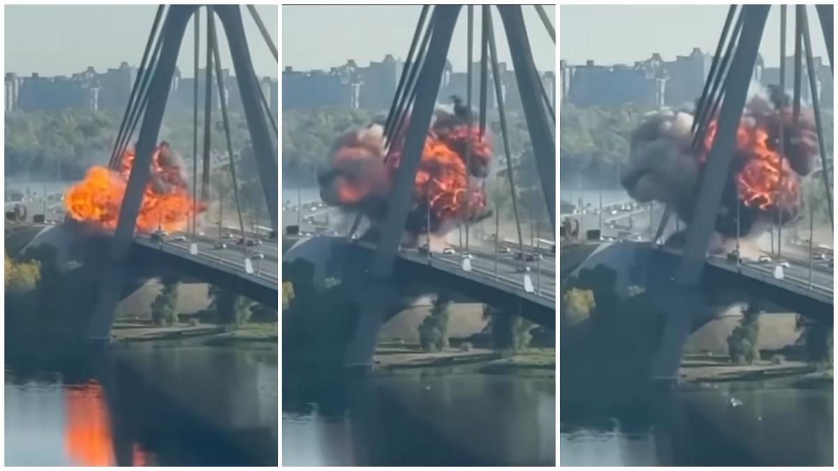 explozie după un atac cu dronă pe un pod din Kiev