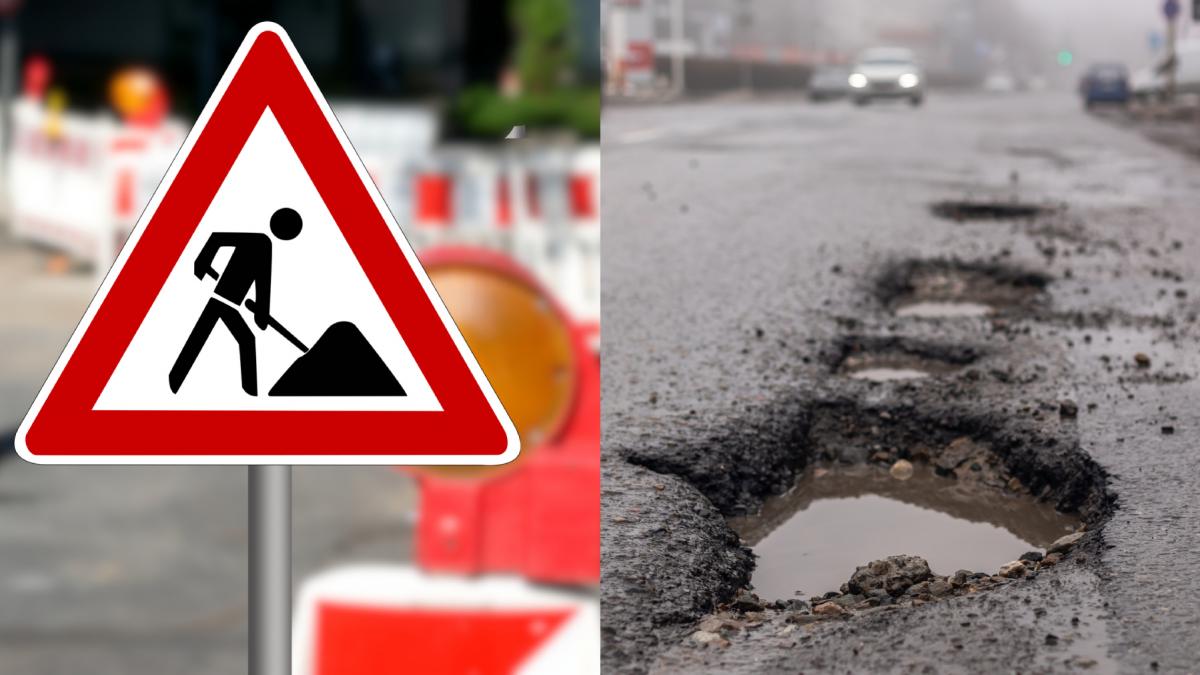 semn rutier santier reparatii gropi asfalt drum