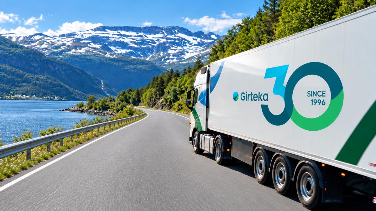 camion girteka pe un traseu montan