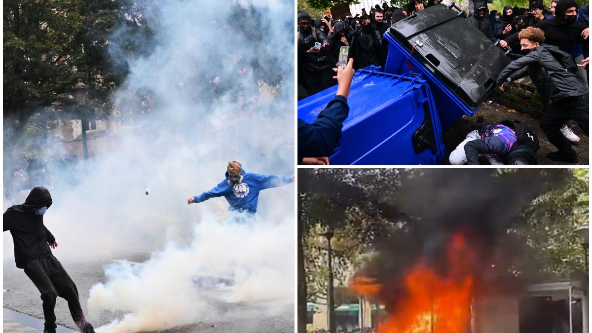 violente la bruxelles in timpul protestelor sindicatelor politia a intervenit cu gaze lacrimogene si tunuri cu apa