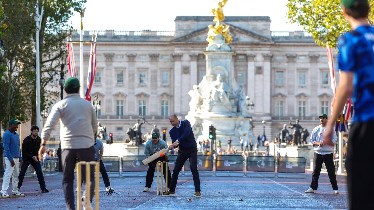 printul william a oprit traficul in fata palatului buckingham si a jucat crichet pe una dintre cele mai faimoase strazi din londra