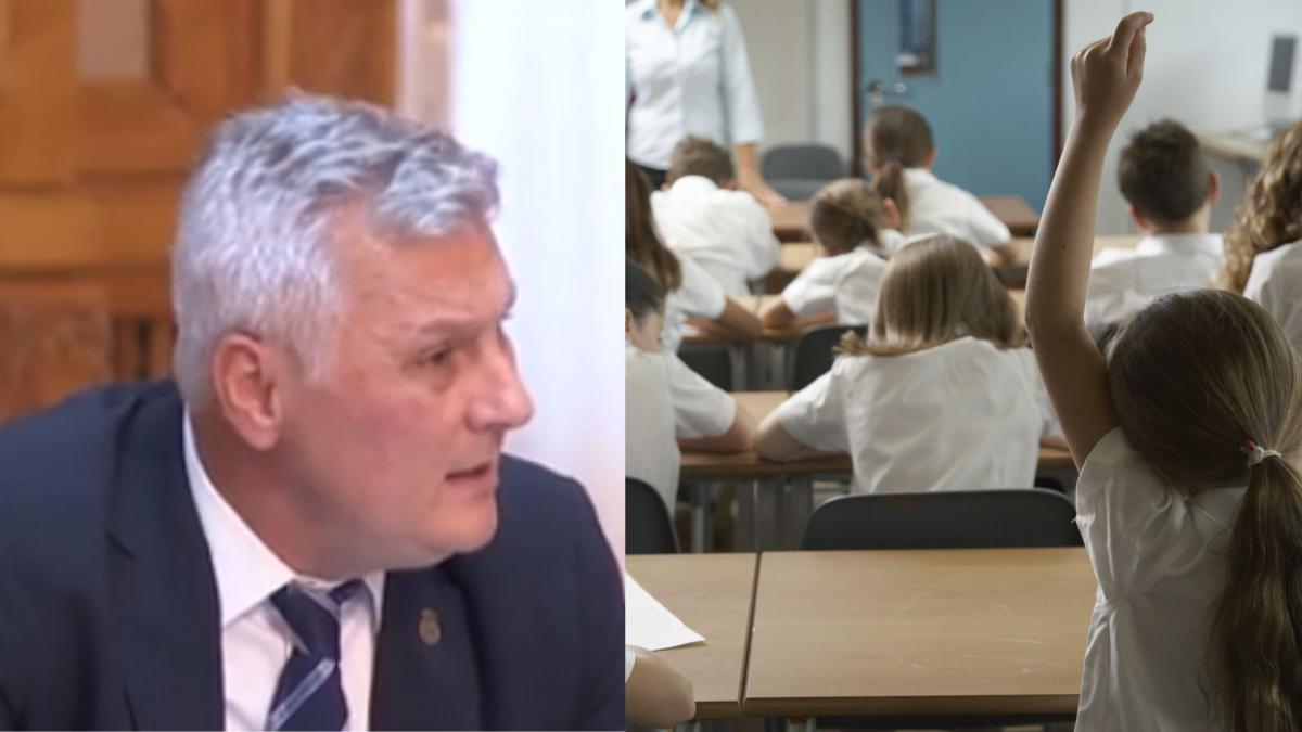 colaj senator roman si elevi in uniforma