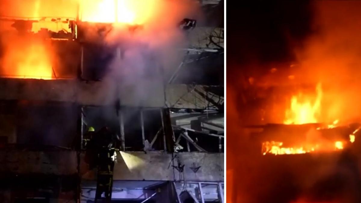 colaj 2 poze - dupa bombardamentele rusilor - Kiev-in noaptea de 13 octombrie spre 14 octombrie