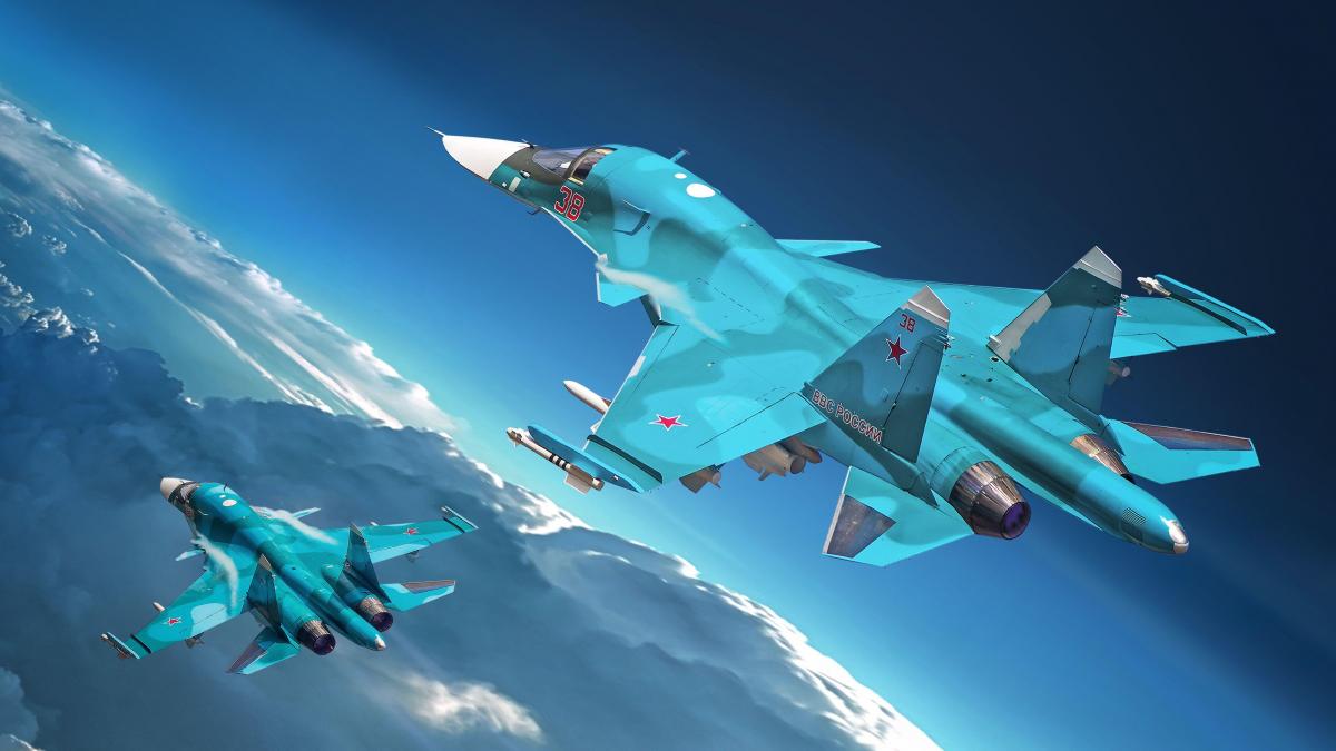 avioane rusesti Su-34 in timpul zborului