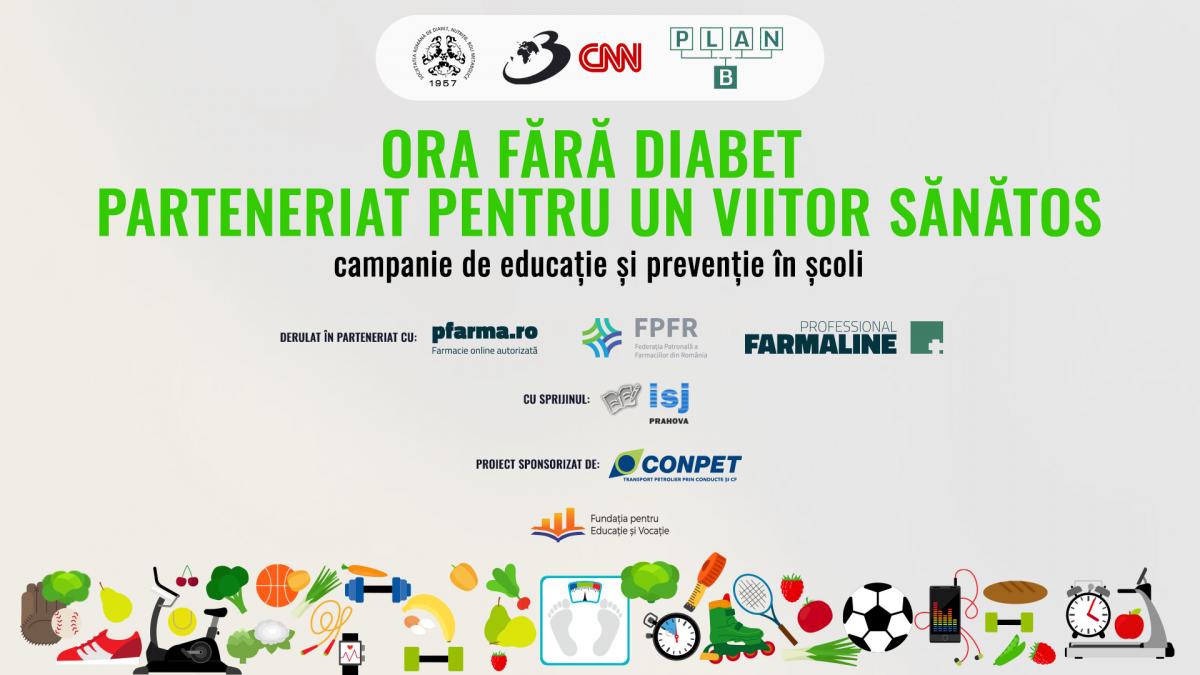 afis campanie de educație in scoli Ora fără Diabet 