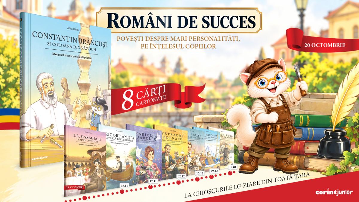 afiș volum nou din seria Români de Succes la chioșcuri 20 octombrie 2026