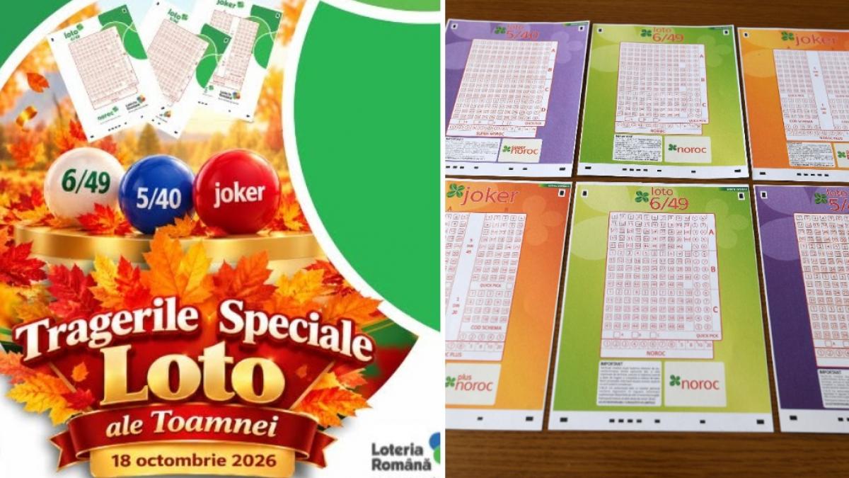colaj 2 poze - Tragerile speciale Loto ale toamnei: Fondul de câştiguri al categoriei I a fost suplimentat, duminică, 18 octombrie 2026