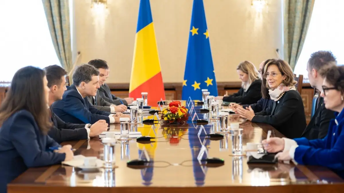 nicusor dan in timpul intalnirii cu delegatia comisiei de la venetia la palatul cotroceni
