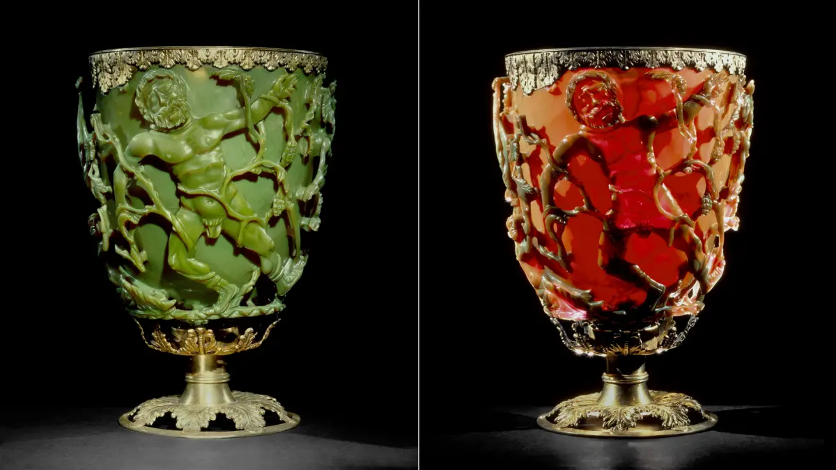 un pocal roman antic se schimba din verde in rosu dupa ani de teste cercetatorii au reprodus efectul cu particule de aur si argint