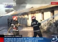 Incendiu la o fabrică de mobilă din judeţul Ilfov