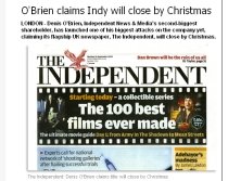 Cotidianul The Independent ar putea fi închis până la Crăciun din cauza datoriilor