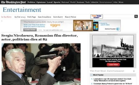 Moartea lui Sergiu Nicolaescu, în presa internaţională. &quot;Un prolific regizor român a murit&quot;